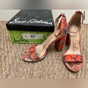 Sam Edelman Women's Floral Orange Fabric Heels